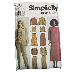 Simplicity Dress Shirt Skirt Jacket Pattern 5463 Women's Apparel Sizes 10-18 - u